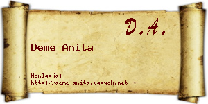 Deme Anita névjegykártya